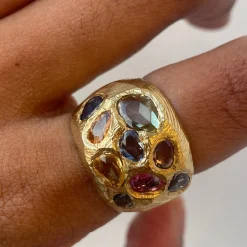 Tomfoolery Rainbow Sapphire Cocktail Art Ring Online