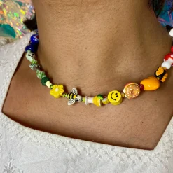 Tomfoolery Rainbow Surprise Beaded Ceramic Necklace Clearance