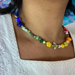 Tomfoolery Rainbow Surprise Beaded Ceramic Necklace Clearance