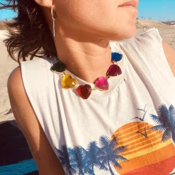 Tomfoolery Raro Choker in Rainbow Hot
