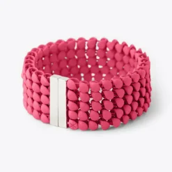 Tomfoolery Raspberry Pink 3D Printed Wide Geometric Bracelet Discount