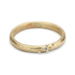 Tomfoolery Raw Gold Textured Wedding Band with Diamond Fashion