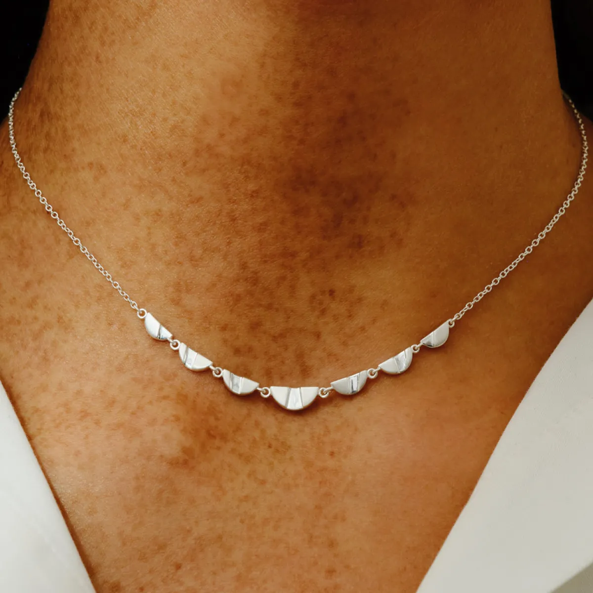 Tomfoolery Rayon Mini Half Circle Necklace Discount