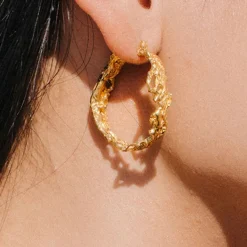 Tomfoolery Rebutia Medium Gold Hoops(Out of Stock) Sale
