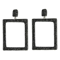 Tomfoolery Rectangular Drop Crystal Earrings Discount