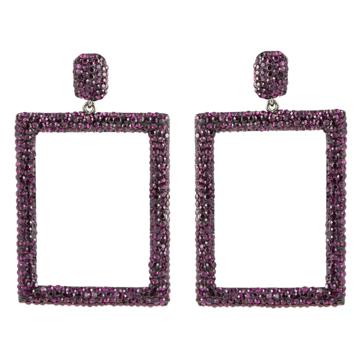 Tomfoolery Rectangular Drop Crystal Earrings Discount