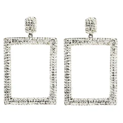Tomfoolery Rectangular Drop Crystal Earrings Discount
