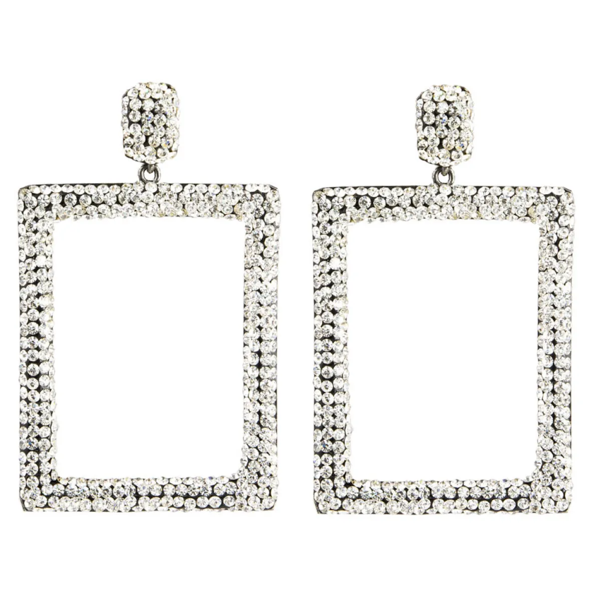 Tomfoolery Rectangular Drop Crystal Earrings Discount