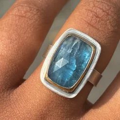 Tomfoolery Rectangular Kyanite Statement Ring New