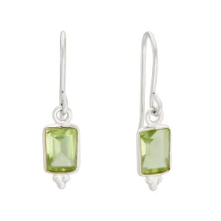Tomfoolery Rectangular Triple Bead Green Amethyst Drop Earrings Hot