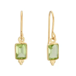 Tomfoolery Rectangular Triple Bead Green Amethyst Drop Earrings Hot