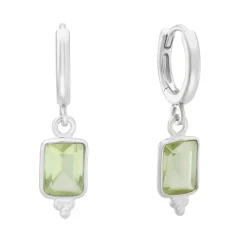 Tomfoolery Rectangular Triple Bead Green Amethyst Hoop Earrings Clearance