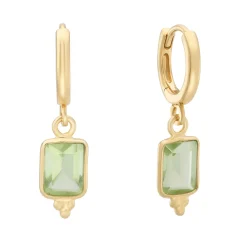 Tomfoolery Rectangular Triple Bead Green Amethyst Hoop Earrings Clearance
