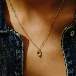Tomfoolery Rectangular Triple Bead Green Amethyst Pendant Hot