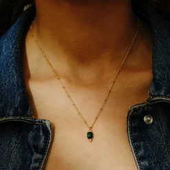 Tomfoolery Rectangular Triple Bead Malachite Pendant New
