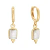 Tomfoolery Rectangular Triple Bead Pearl Hoop Earrings Hot