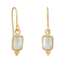 Tomfoolery Rectangular Triple Bead Pearl Drop Earrings Sale