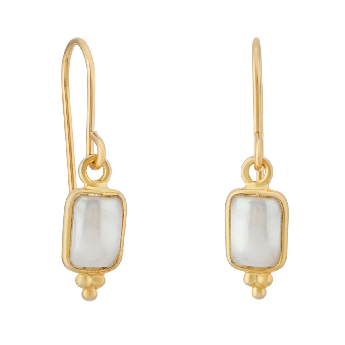 Tomfoolery Rectangular Triple Bead Pearl Drop Earrings Sale