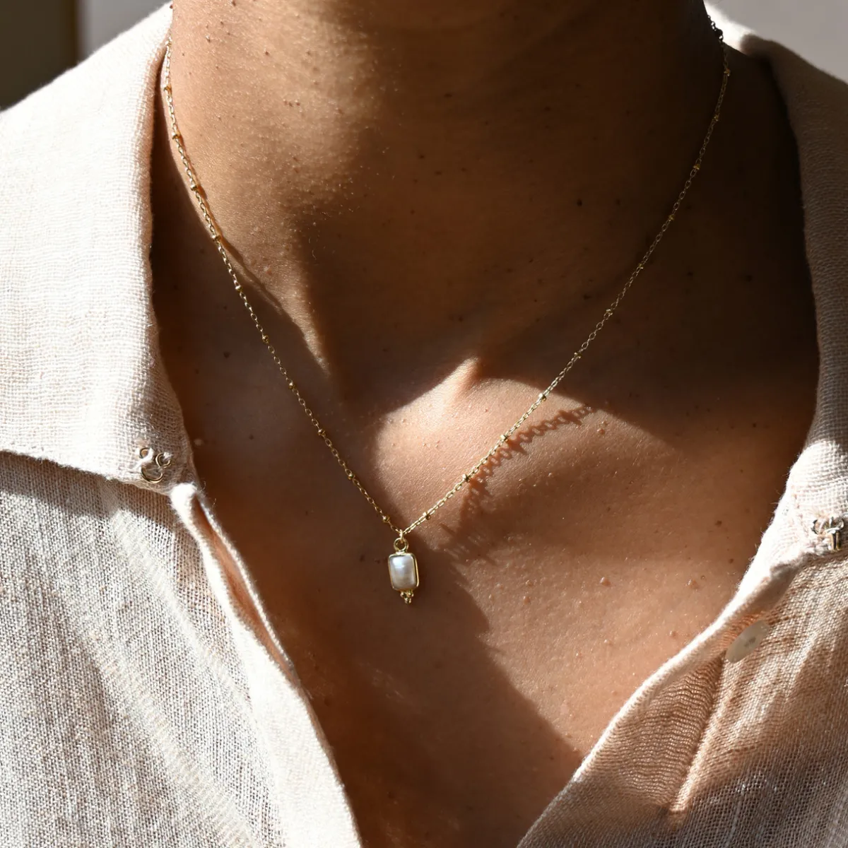 Tomfoolery Rectangular Triple Bead Pearl Pendant Online