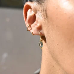 Tomfoolery Rectangular Triple Bead Sky Blue Topaz Drop Earrings Discount