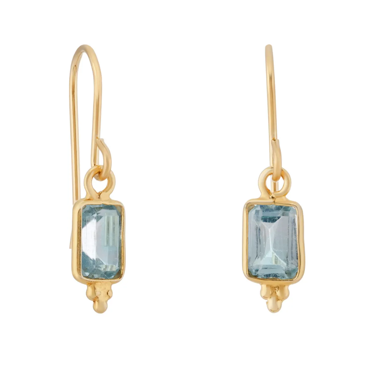 Tomfoolery Rectangular Triple Bead Sky Blue Topaz Drop Earrings Discount