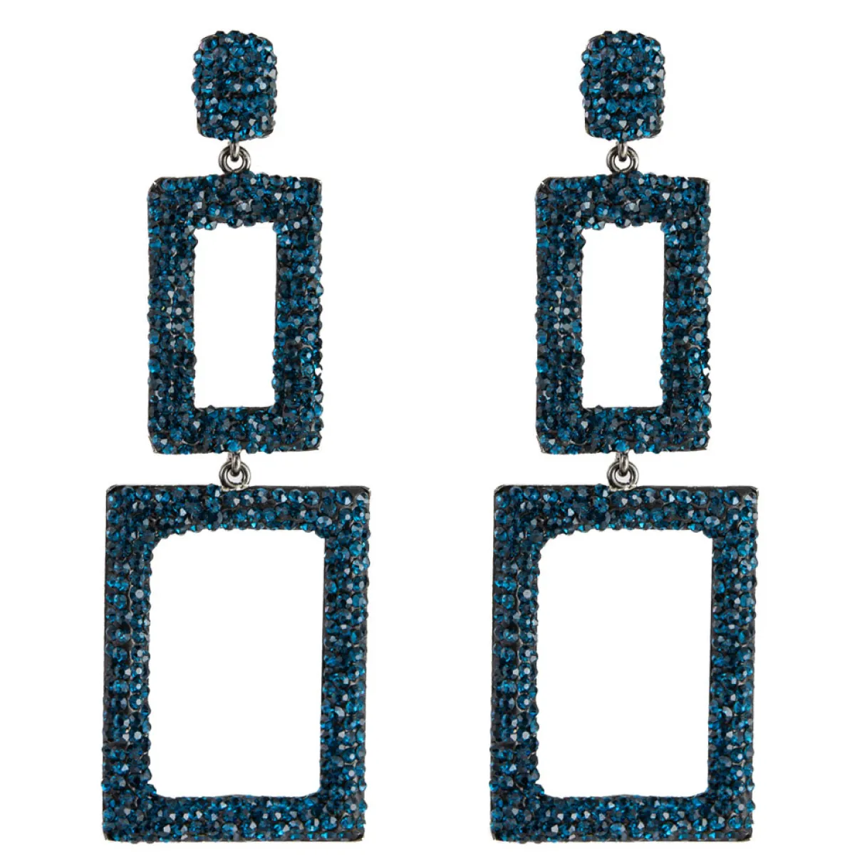 Tomfoolery Rectangular Triple Drop Crystal Earrings Hot