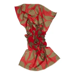 Tomfoolery Red and Green Olive Leaf Scarf Hot