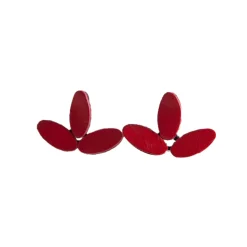 Tomfoolery Red Leather Leaves Earrings Clearance