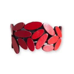 Tomfoolery Red Leather Leaves Statement Bracelet New