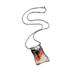 Tomfoolery Red Liquid Lucite Hand Painted Foldover Pendant New