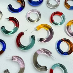 Tomfoolery Red Nemo Two Tone Glass Hoops Hot