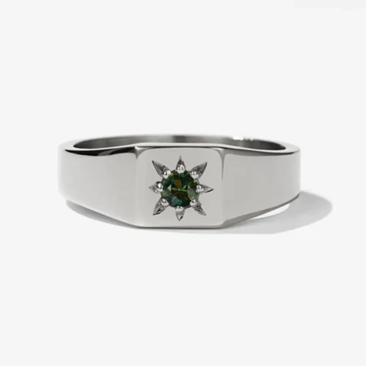 Tomfoolery Remy Signet Ring with Green Sapphire Best