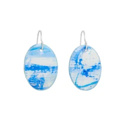 Tomfoolery Resin Coated Oval Drop Earrings in Sky Blue Online