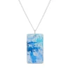 Tomfoolery Resin Coated Rectangle Pendant in Sky Blue Clearance