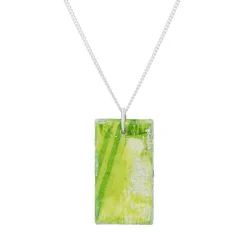 Tomfoolery Resin Coated Rectangle Pendant in Green New