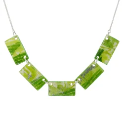Tomfoolery Resin Coated Rectangle Statement Necklace in Green Sale