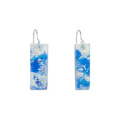 Tomfoolery Resin Coated Rectangular Drop Earrings in Sky Blue Clearance