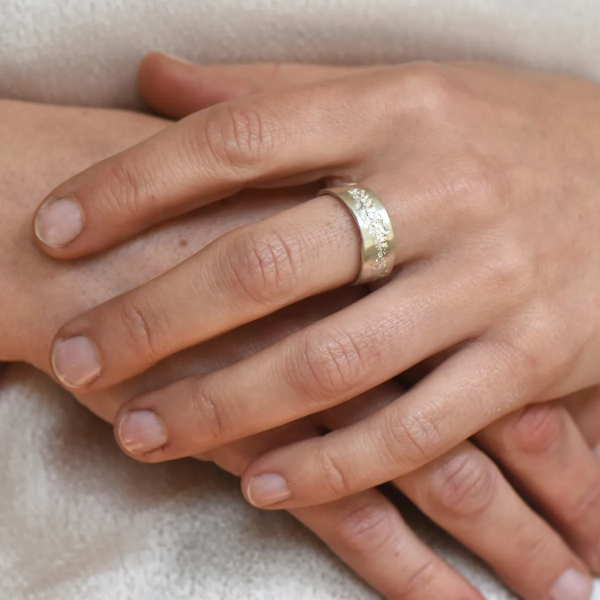 Tomfoolery Reverse Oak Ring in Silver Sale