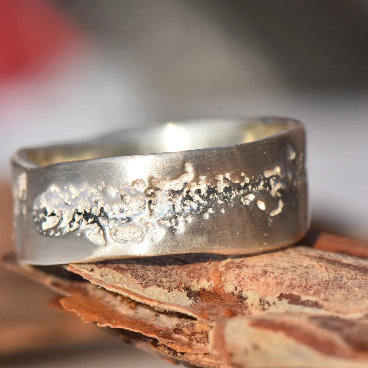 Tomfoolery Reverse Oak Ring in Silver Sale
