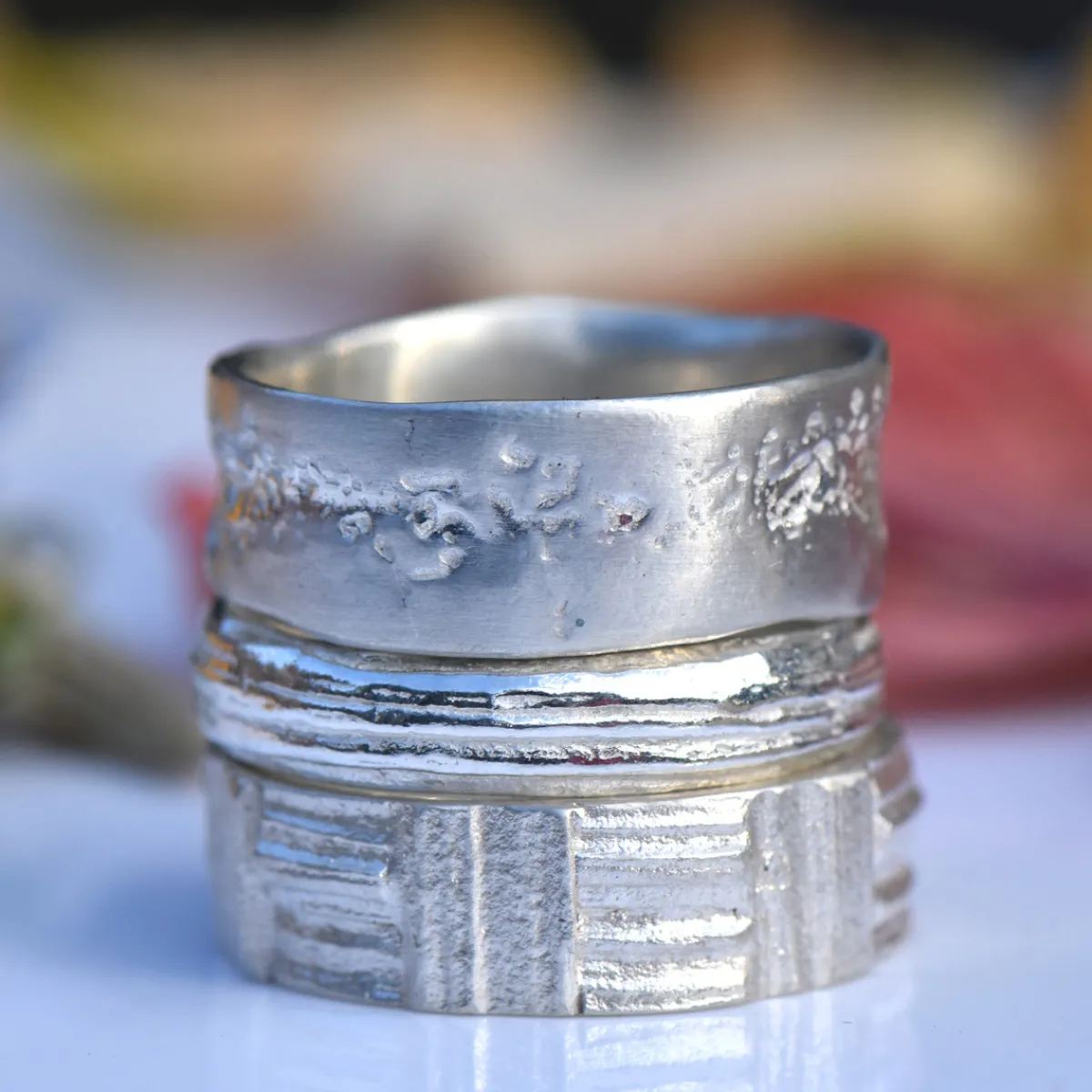 Tomfoolery Reverse Oak Ring in Silver Sale