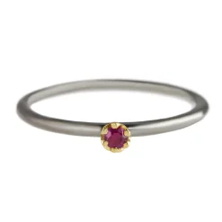 Tomfoolery Rhodium Plated Silver & 14 Carat Ruby Ring Hot