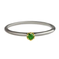 Tomfoolery Rhodium Plated Silver & 14 Carat Tsavorite Garnet Ring Discount