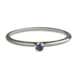 Tomfoolery Rhodium Plated Silver & 14 Carat Gold Sapphire Ring Fashion