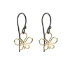Tomfoolery Rhodium Plated Silver and 14ct Gold Wide Leaf Hook Earrings Hot