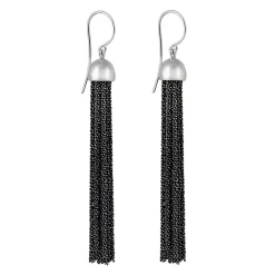 Tomfoolery Rhodium Plated Silver Chain Hook Drop Earrings Outlet