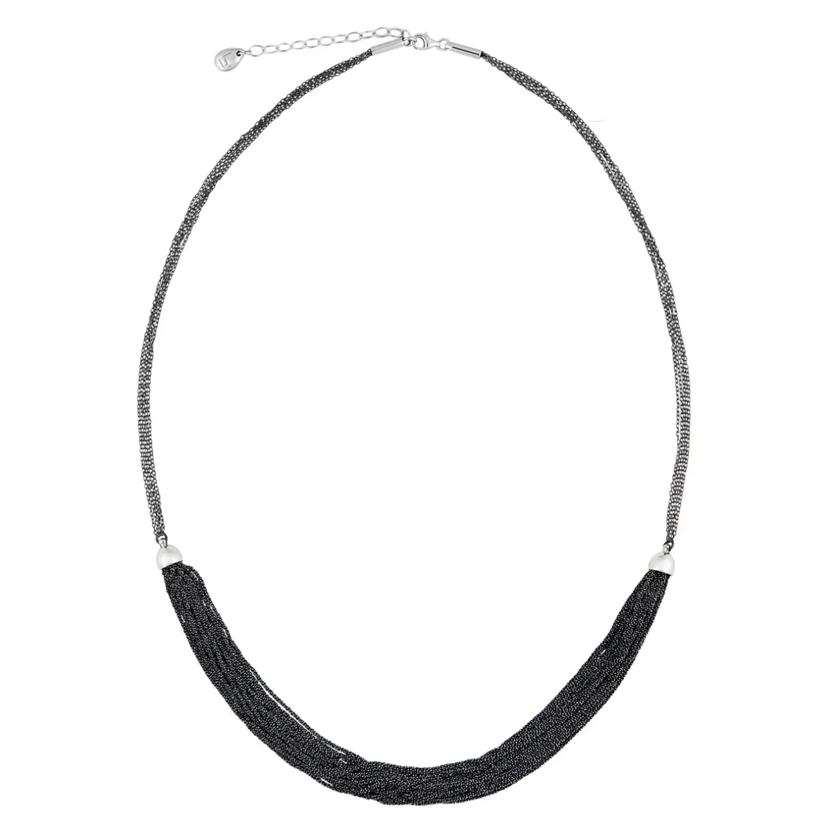 Tomfoolery Rhodium Plated Silver Half Multi Chain Necklace Online