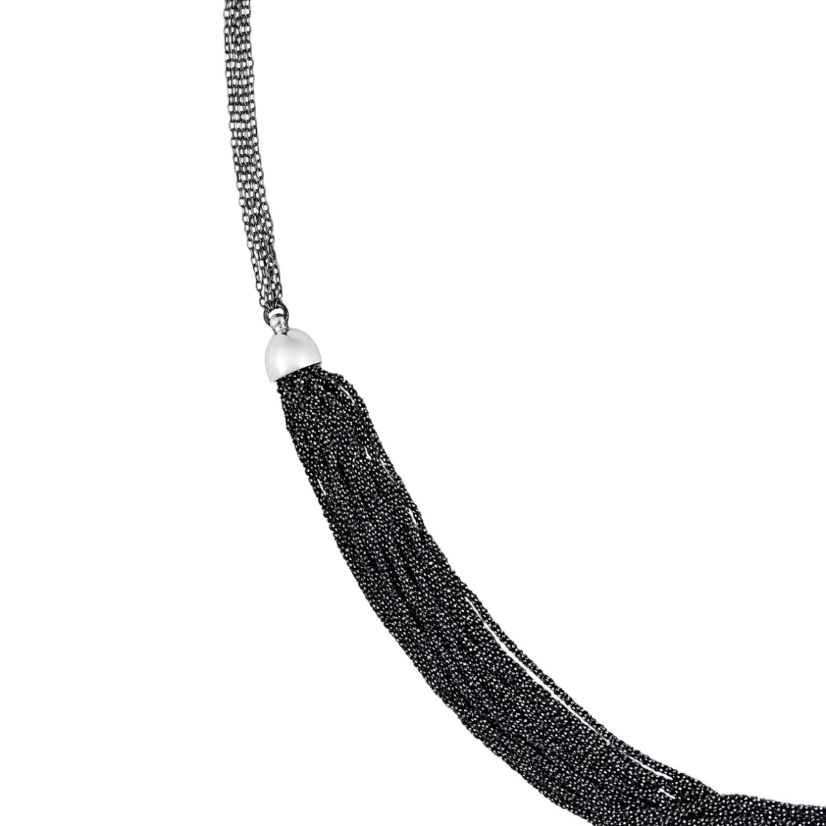 Tomfoolery Rhodium Plated Silver Half Multi Chain Necklace Online