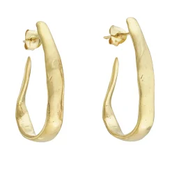 Tomfoolery Riya Gold Elongated Hoop Earrings Sale