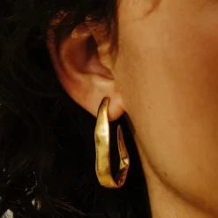 Tomfoolery Riya Gold Elongated Hoop Earrings Sale