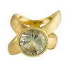 Tomfoolery Rock Crystal Twist Gold Plated Silver Ring Discount